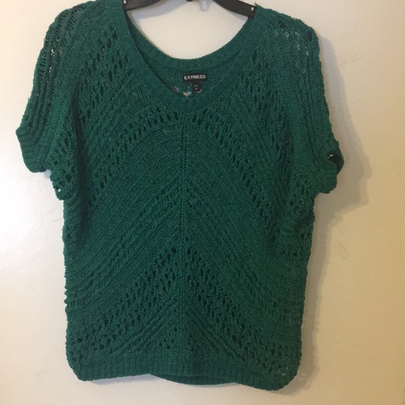 EXPRESS short sleeve emerald green sweater - Picture 2 of 4